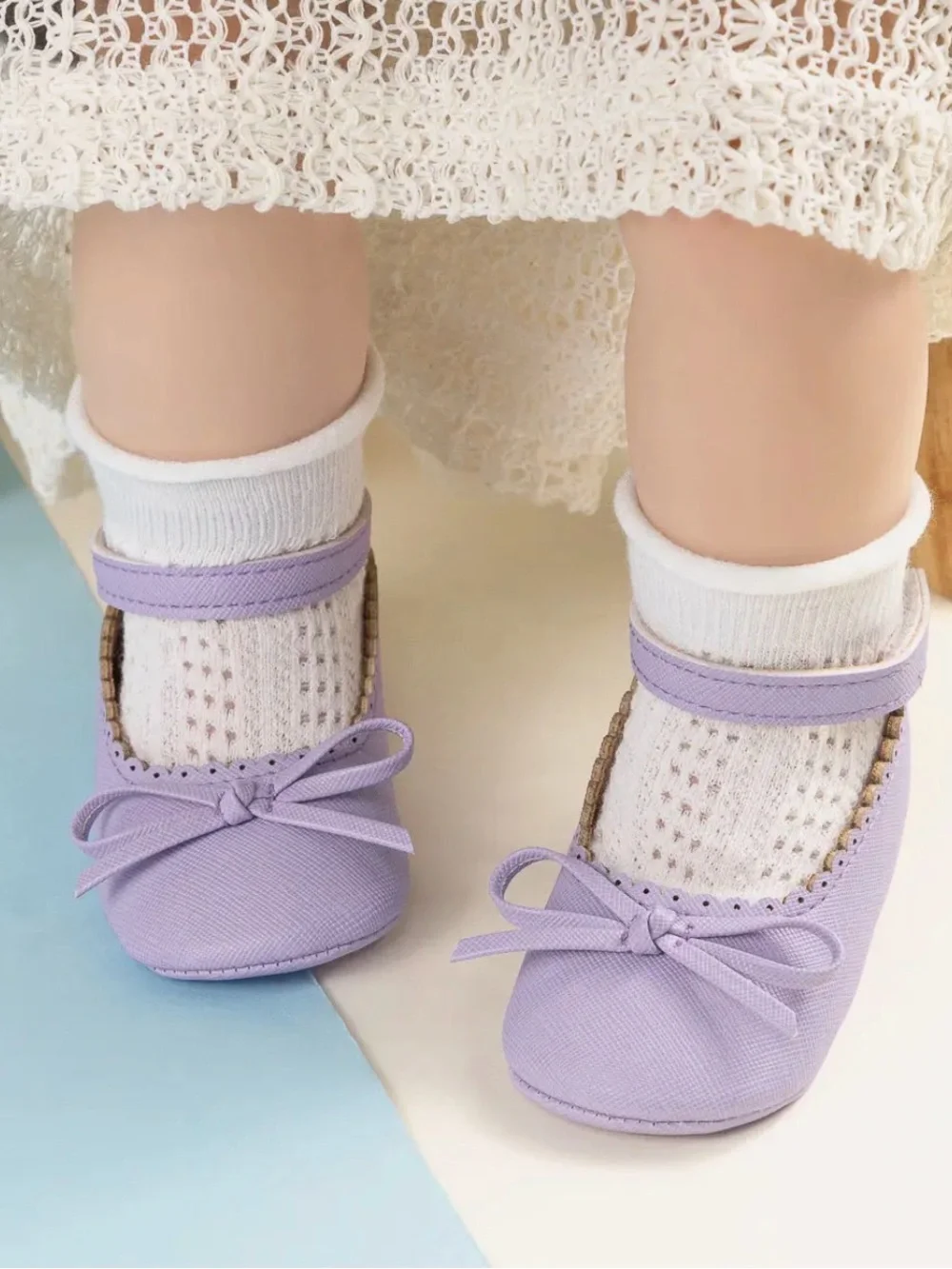 Lavender Front Bow Baby Shoes